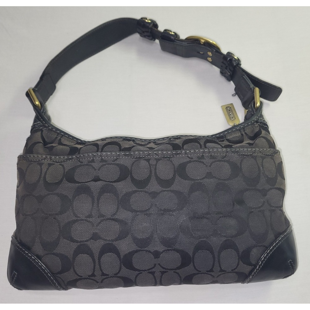 Coach Soho Hobo Bag Signature Jacquard Black Grey Leather Trim 11481 Vintage Y2K